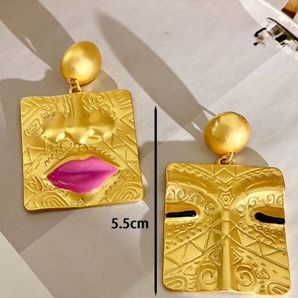 Gold Boho Womens Women Square Earrings - Picture 3 of 3